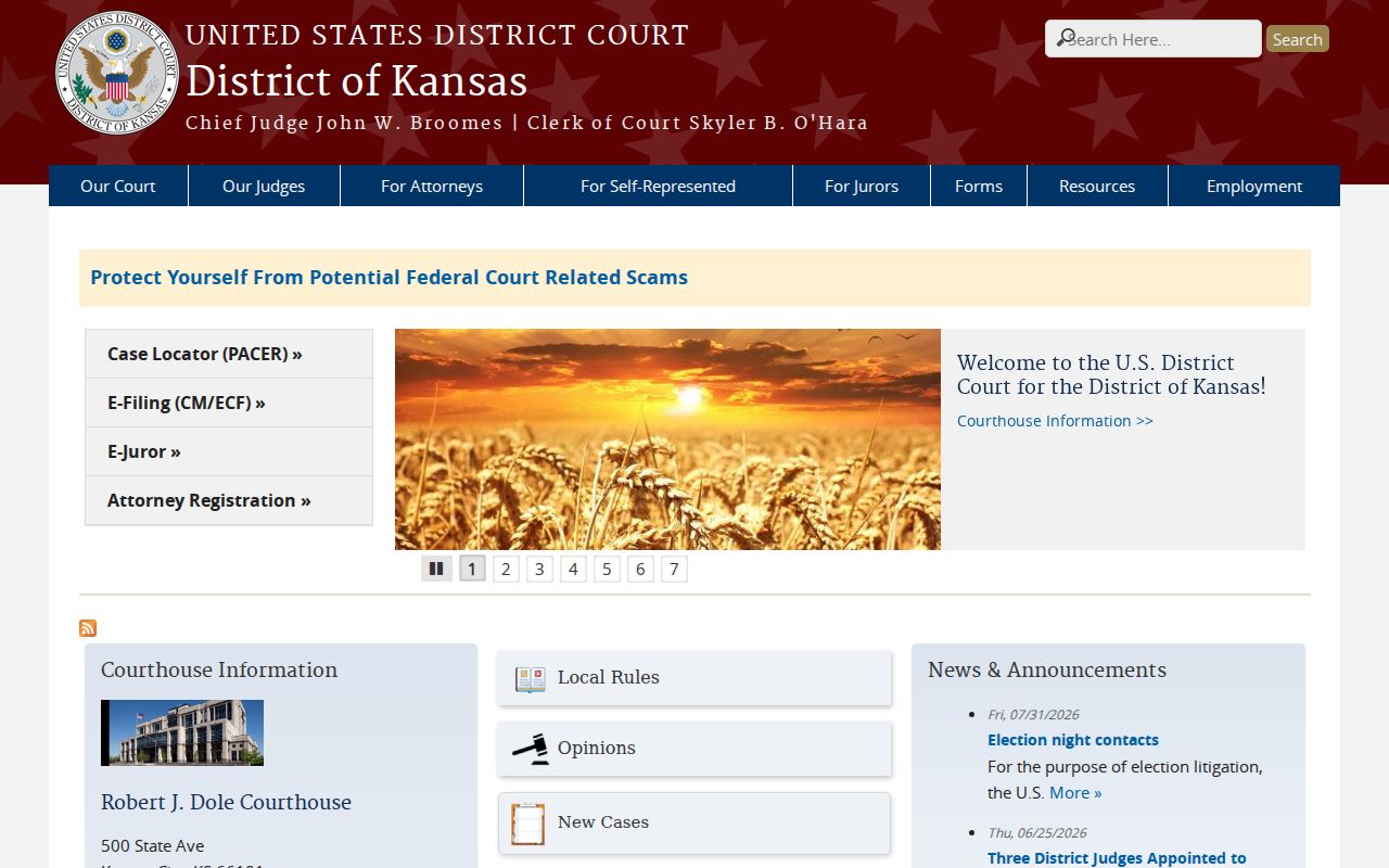 Official U.S. District Court for the District of Kansas website