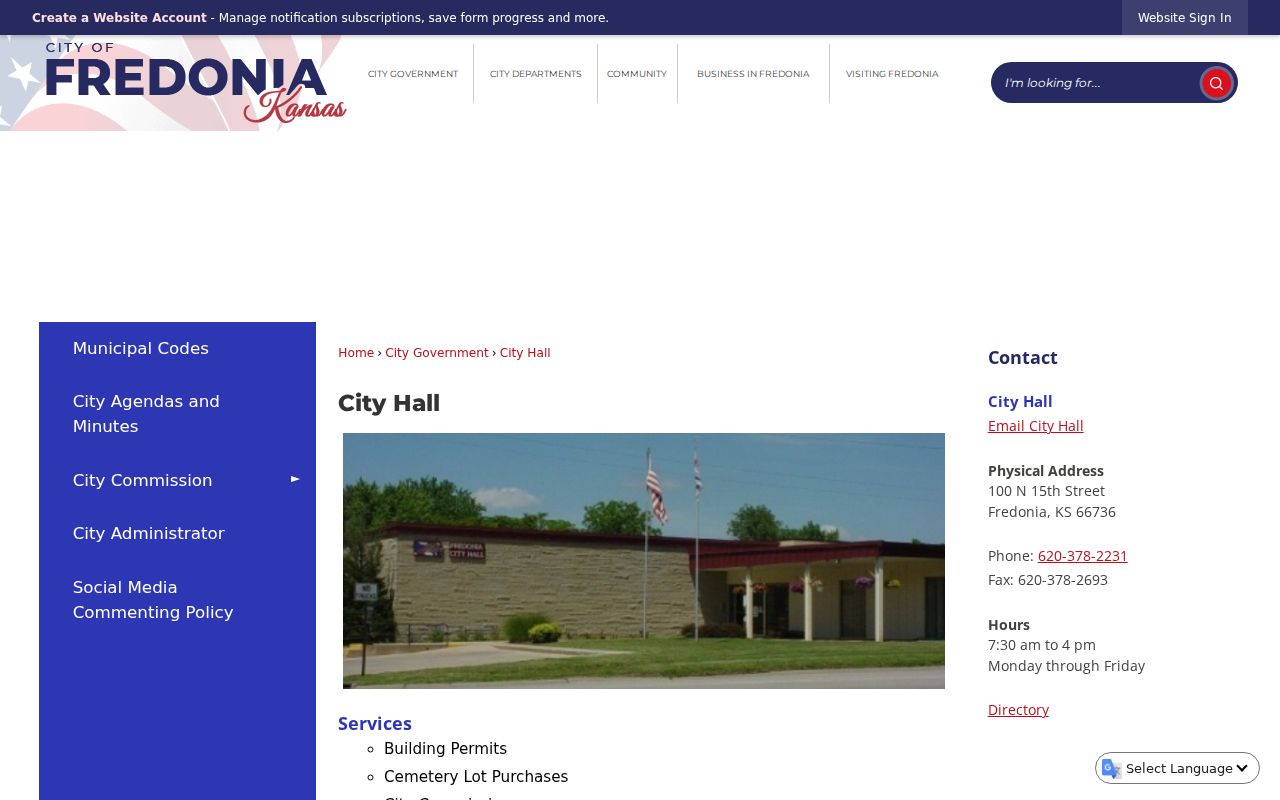 Fredonia City Hall at the current municipal court address