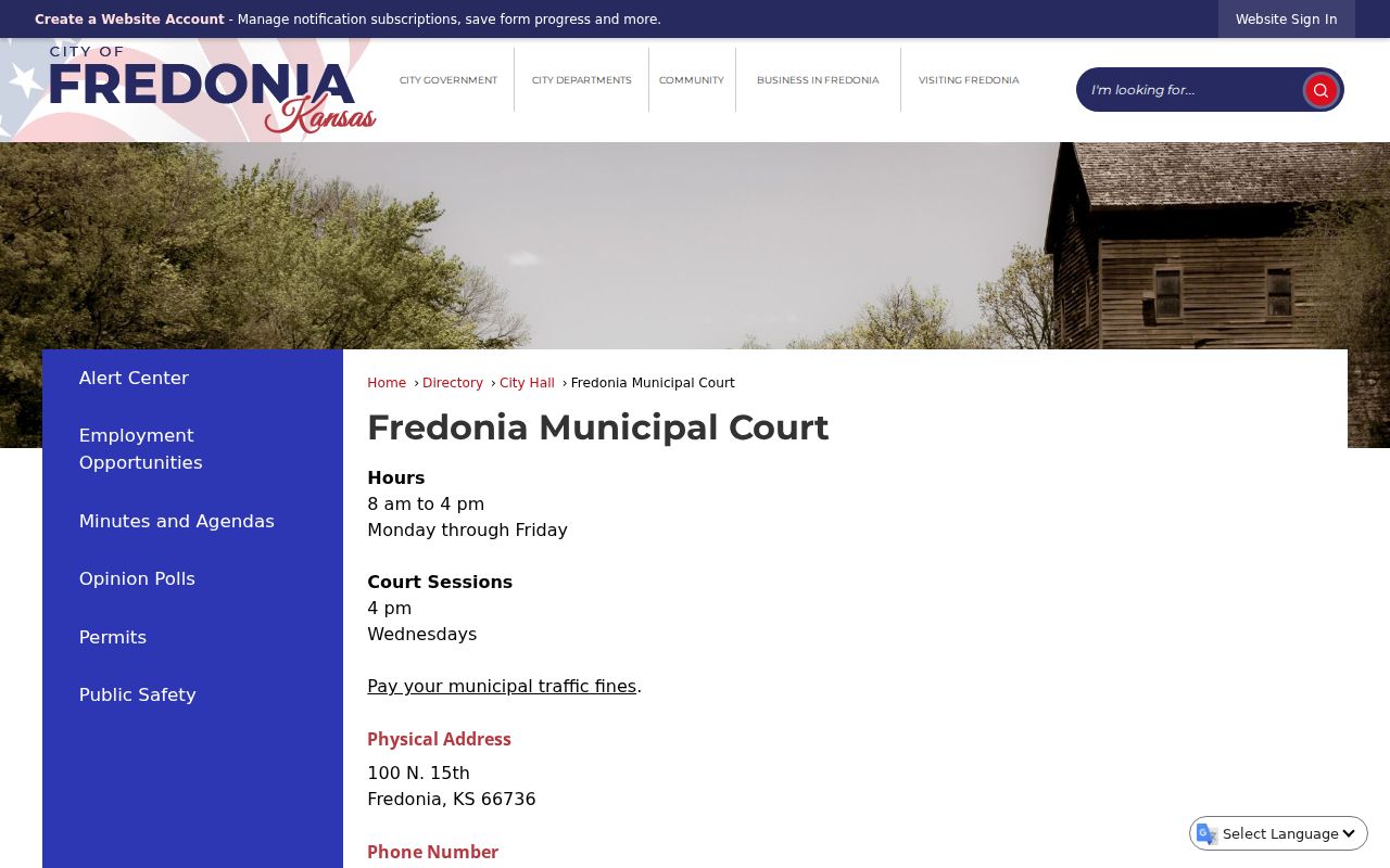 Official Fredonia Municipal Court information