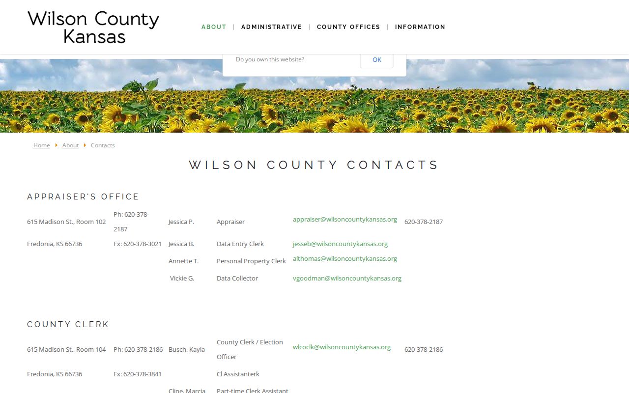 Wilson County court docket and county office directory