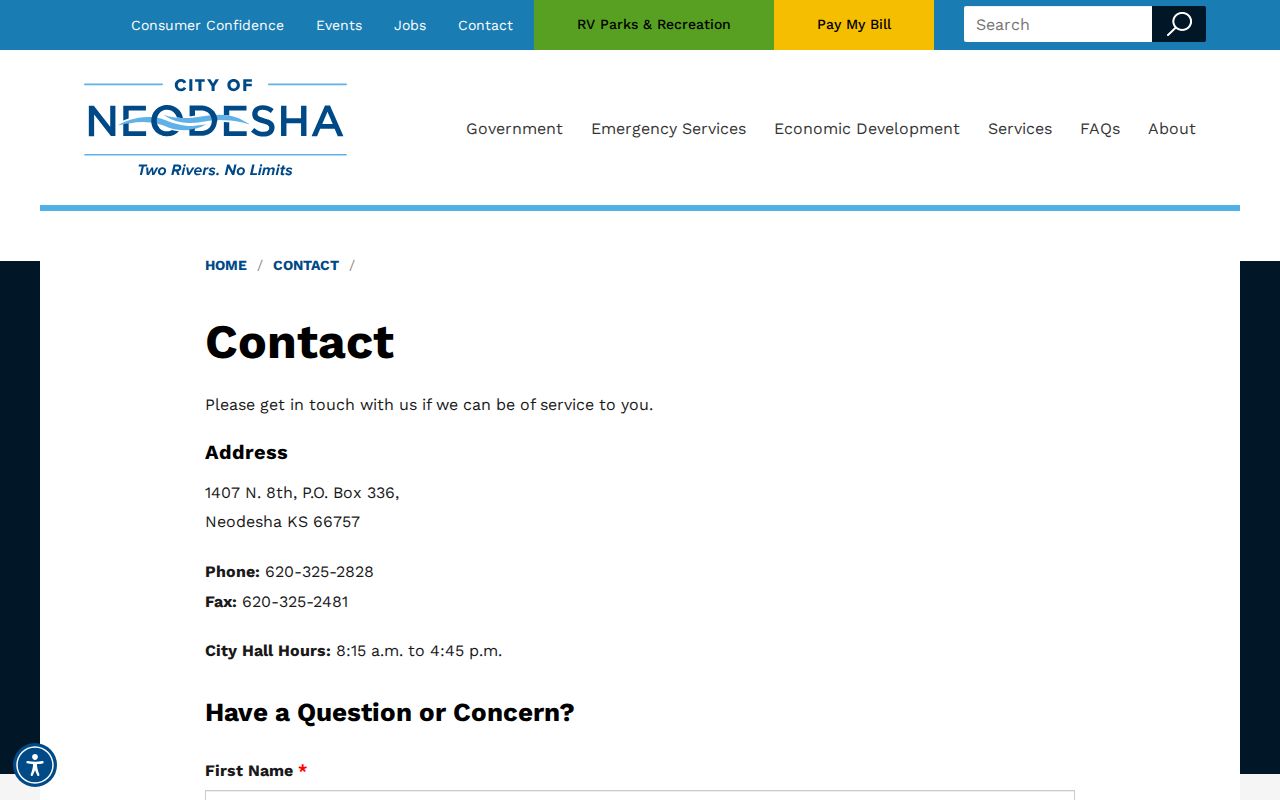 Neodesha City Hall contact details