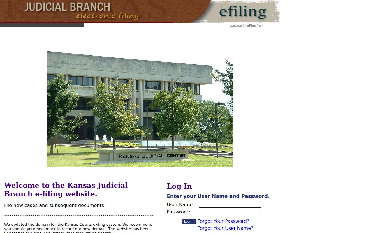 Kansas eFiling login separate from Wilson County court calendar access