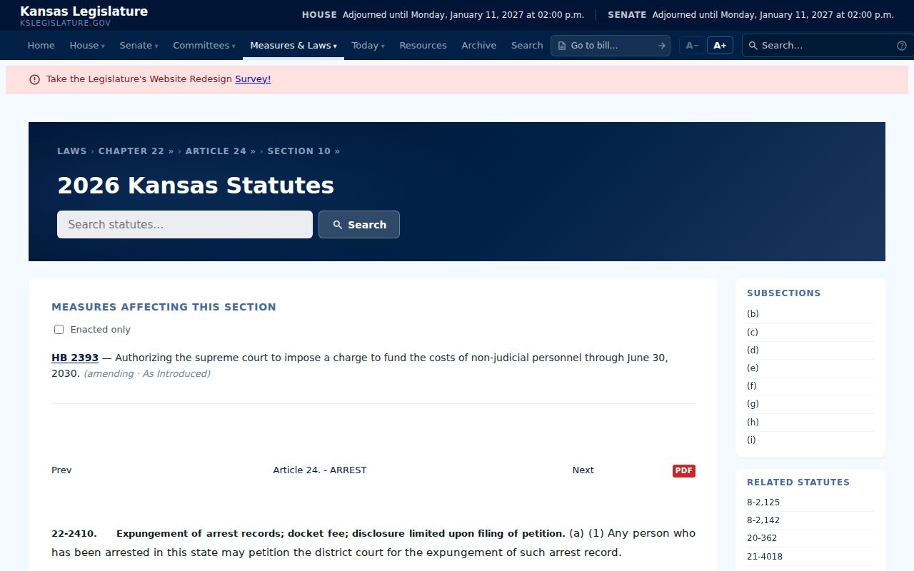 Kansas statute governing access to expunged Wilson County criminal records