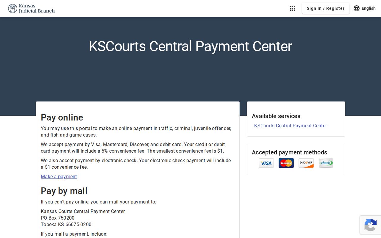 Kansas Courts Central Payment Center for Wilson traffic cases